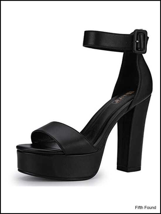 Shoes - IDIFU Platform Block Chunky Heels Women Open Toe Ankle Strap Square Buckle 5